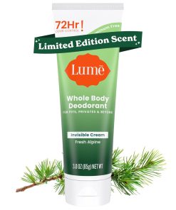 Lume Whole Body Deodorant - Invisible Cream Tube - 72 Hour Odor Control - Doctor Developed - Aluminum Free. Baking Soda Free and Skin Loving - 3.0 Ounce (Fresh Alpine)