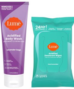 Lume Acidified Body Wash & Flushable Deodorant Wipes - 24 Hour Odor Control