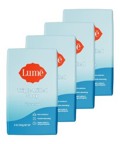 Lume Triple Milled Bar Soap - Rich Moisture & Gentle Cleansing - Paraben Free. Phthalate Free. Skin Safe - 5 ounce (Pack of 4) (Unscented)