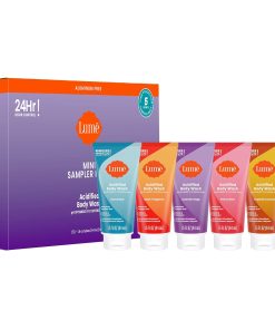 Lume Acidified Body Wash 5 Pack Minis - 24 Hour Odor Control - 1.5 ounce Tubes (Clean Tangerine. Lavender Sage. Peony Rose. Toasted Coconut. Unscented)