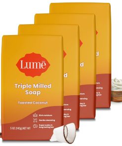 Lume Triple Milled Bar Soap - Rich Moisture & Gentle Cleansing - Paraben Free. Phthalate Free. Skin Safe - 5 ounce (Pack of 4) (Toasted Coconut)