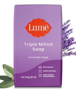 Lume Triple Milled Bar Soap - Rich Moisture & Gentle Cleansing - Paraben Free. Phthalate Free. Skin Safe - 5 ounce (Lavender Sage)