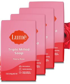 Lume Triple Milled Bar Soap - Rich Moisture & Gentle Cleansing - Paraben Free. Phthalate Free. Skin Safe - 5 ounce (Pack of 4) (Peony Rose)